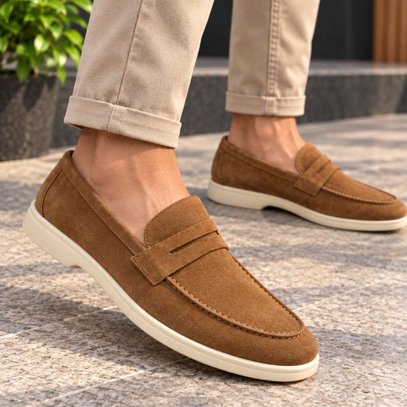 Premium Leather Slip-On Loafers for Men – Handmade TPR Sole