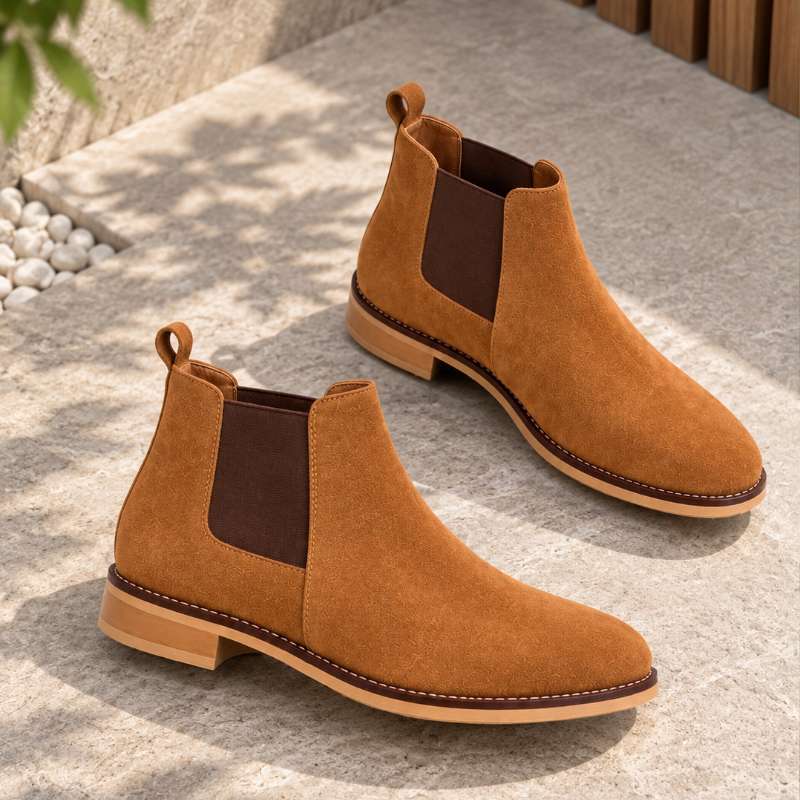 Men's Genuine Suede Chelsea Boots – Premium Slip-On Ankle Boots
