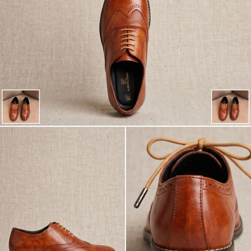 Premium Men’s Formal Brogue Shoes – Wrinkle Free Faux Leather Oxford Shoes