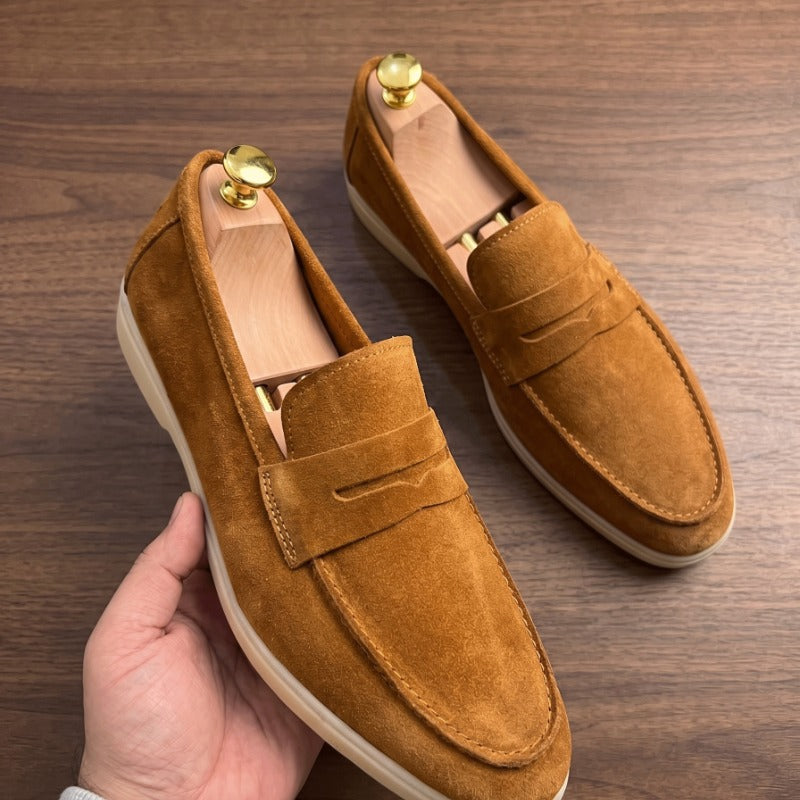 Premium Suede Penny Loafers for Men – Genuine Leather Slip-On Casual Shoes