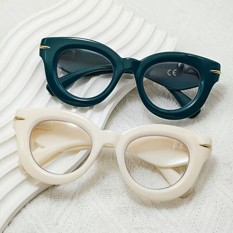 Vintage Thick Round Cat Eye Glasses for Women & Men
