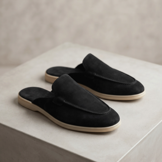 Premium Genuine Leather Slip-On Mule Loafers for Men | Handmade Comfort Casual Shoes