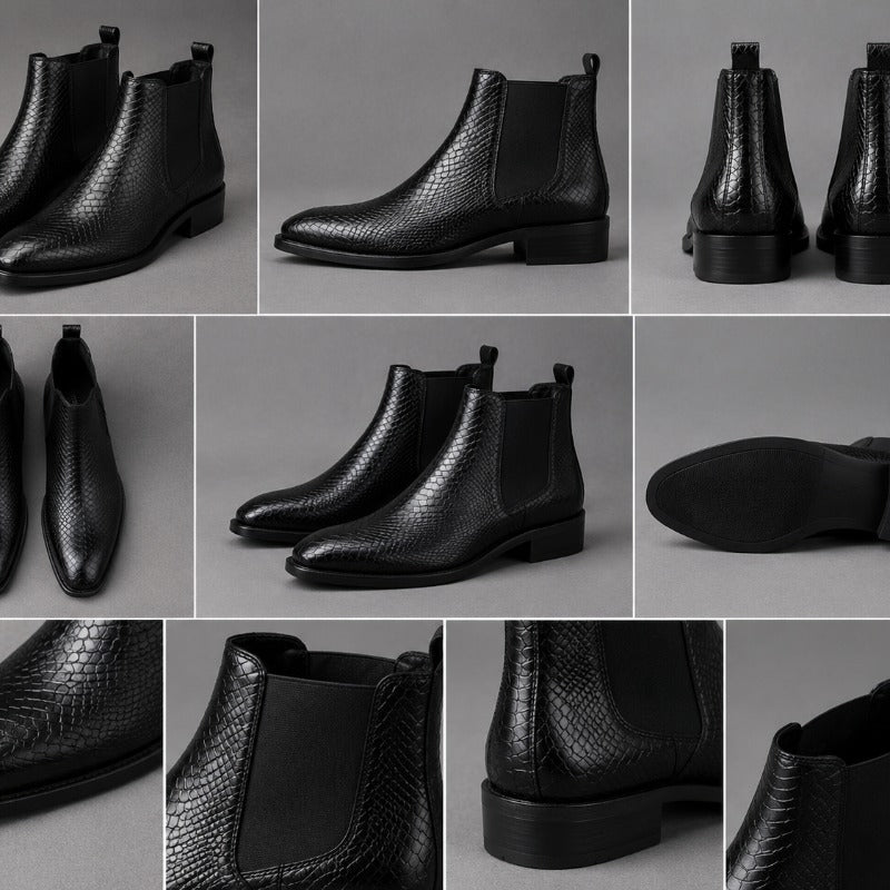 Premium Men’s Croco Chelsea Boots – Luxury Textured Ankle Boots