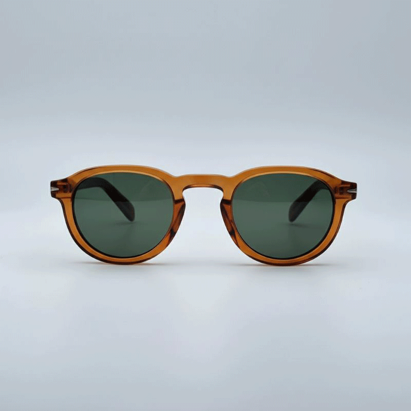 Retro Amber Round Sunglasses – Green UV400 Lens (Unisex)