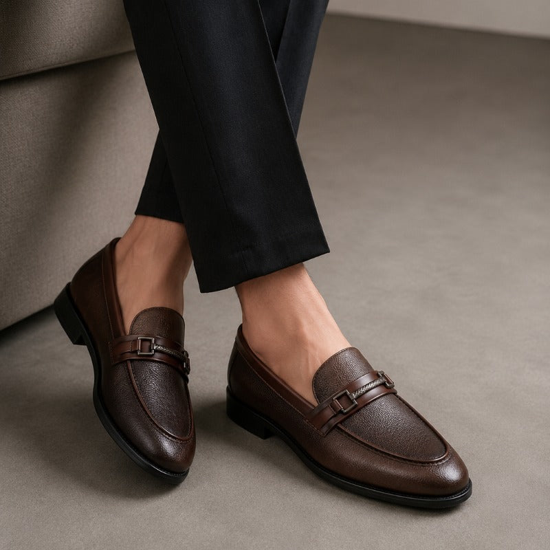 Premium Men’s Metal Bit Moccasins – Luxury Formal Slip-On Loafers