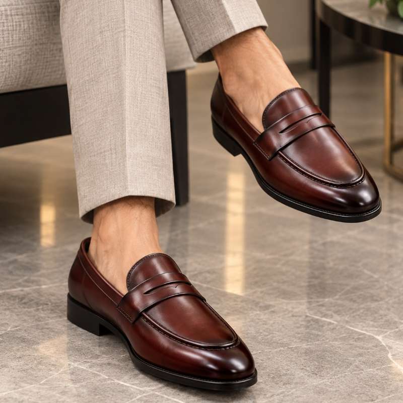 Men's Premium Moccasin Loafers | Handmade Faux Leather Slip-On Shoes