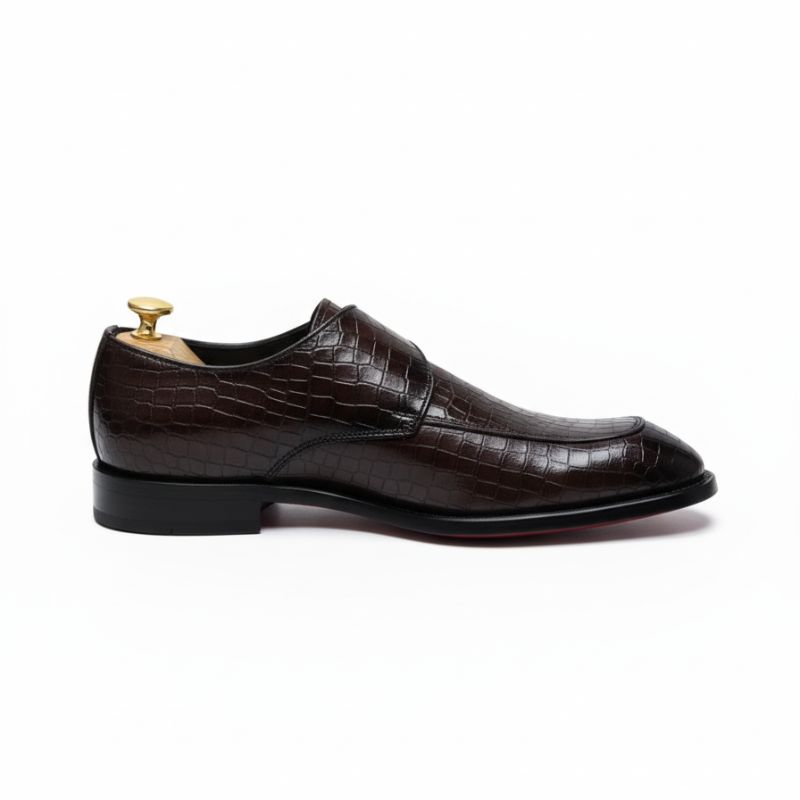 JonasParamount Monk Strap Moccasins for Men – Handmade Faux Leather Dress Shoes