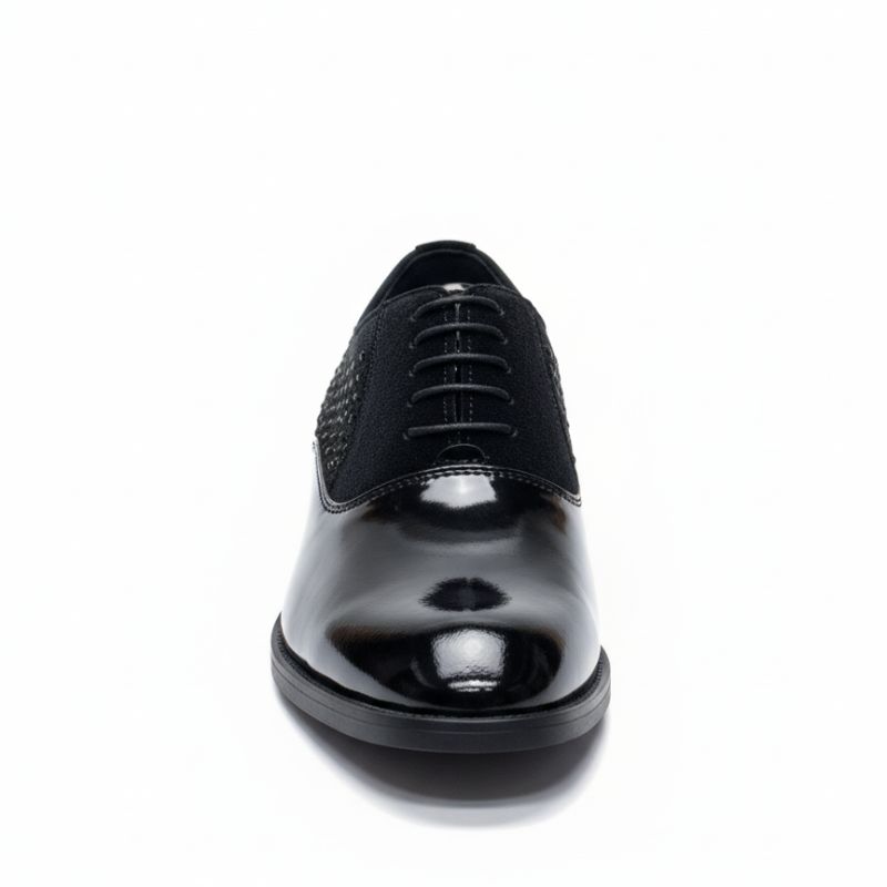 JonasParampount Premium Black Formal Shoes – Studded Mirror Work & Durable TPR Sole