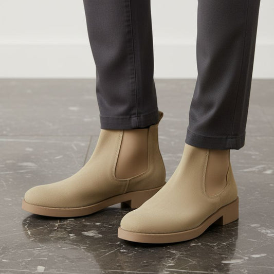 Premium Beige Suede Boots by JonasParamount – Handmade Leather Sole