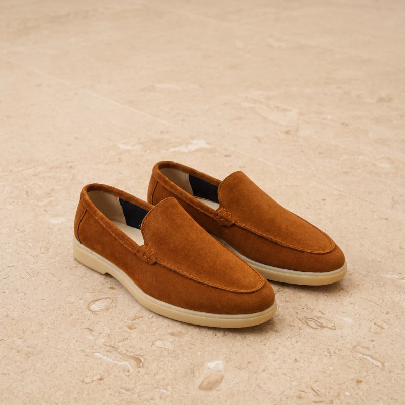 Premium Genuine Leather Slip-On Loafers for Men – Handmade Casual Comfort Shoes with TPR Sole