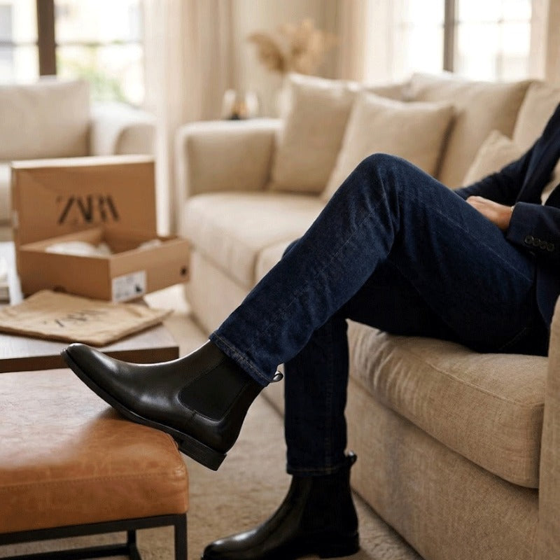 Men's Premium Chelsea Boots-Free Faux Leather Ankle Boots with Comfortable TPR Sole
