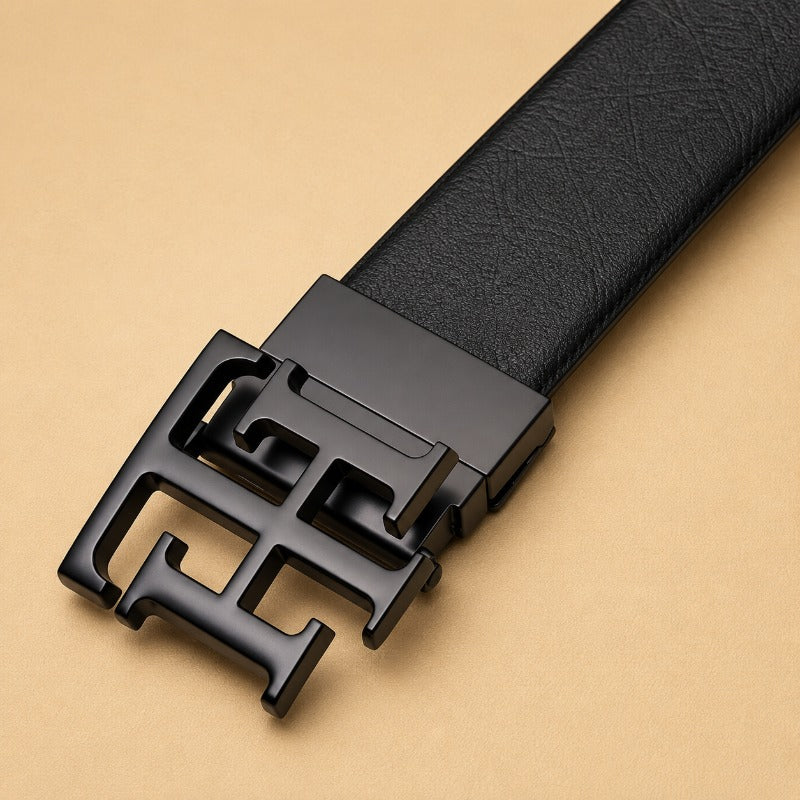 Black Regal Monogram Reversible Belt for Men