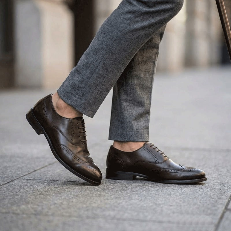 Men's Premium Brogue Lace-Up Formal Shoes – Classic Wingtip Office & Party Wear Shoes