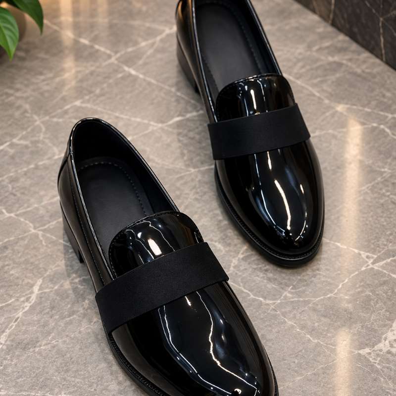 Men's Suede Patent Moccasins | Glossy Patent Finish with Suede Touch | Premium Formal Loafers