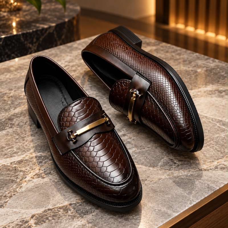 Men's Premium Textured Moccasins | Handmade TPR Sole | Formal Slip-On Shoes