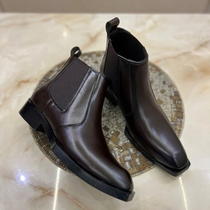 Wrinkle-Free Faux Leather Ankle Boots with Comfortable TPR Sole