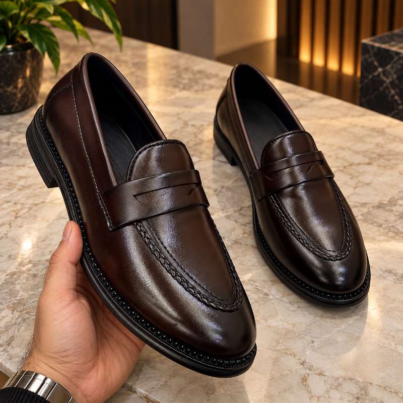 Men's Premium Penny Moccasins | Classic Formal Loafers | Handmade TPR Sole