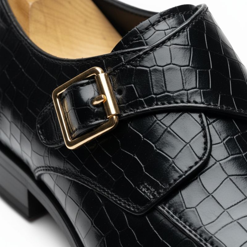 JonasParamount Monk Strap Moccasins for Men – Handmade Faux Leather Dress Shoes