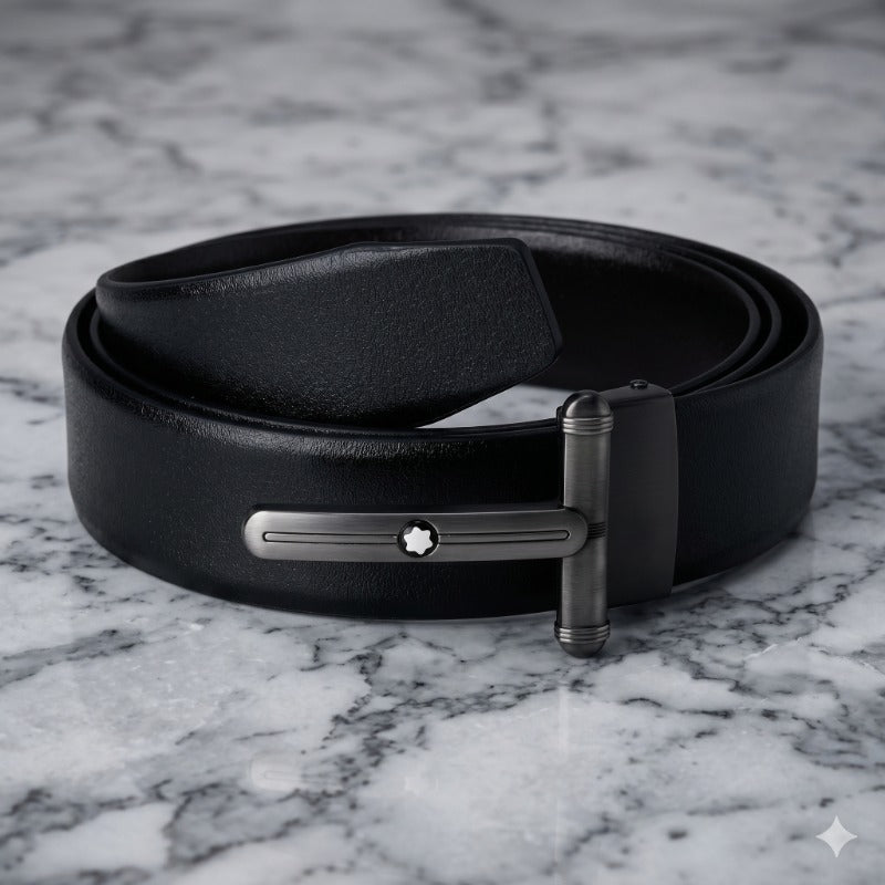 Dual Tone Grey Luxe Leather Belt for Men