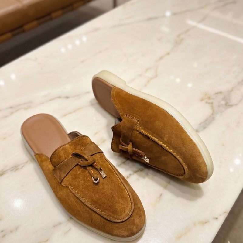 Premium Leather Mule Loafers for Men – Open Back Slip-On Comfort Shoes with Handmade TPR Sole
