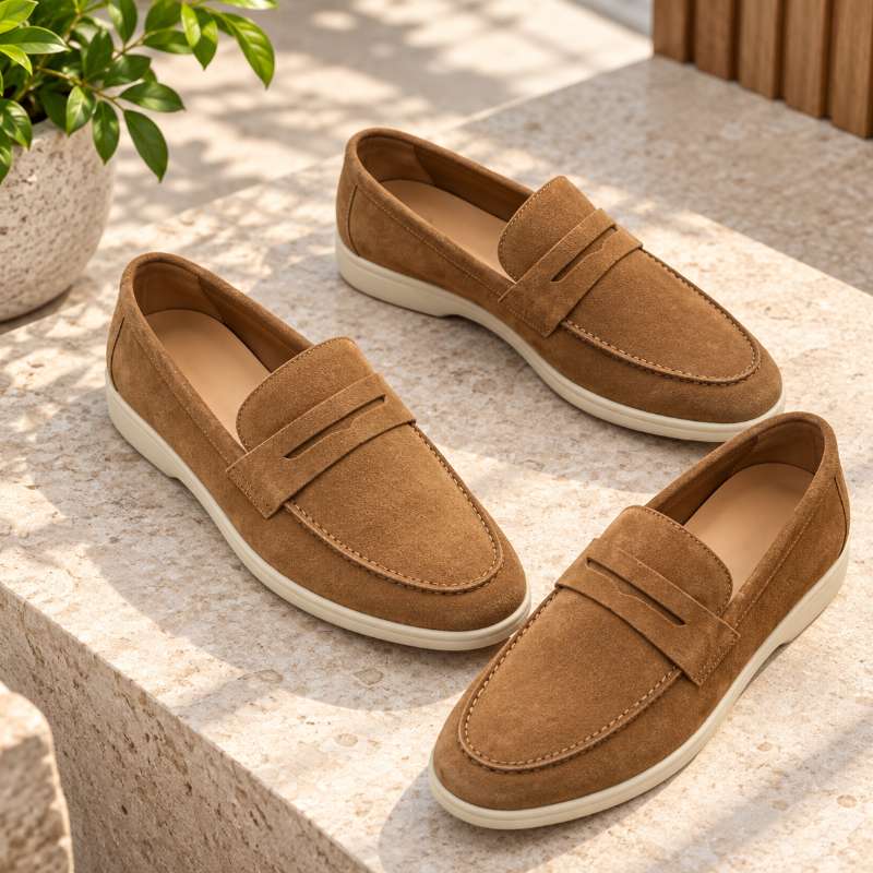 Premium Leather Slip-On Loafers for Men – Handmade TPR Sole