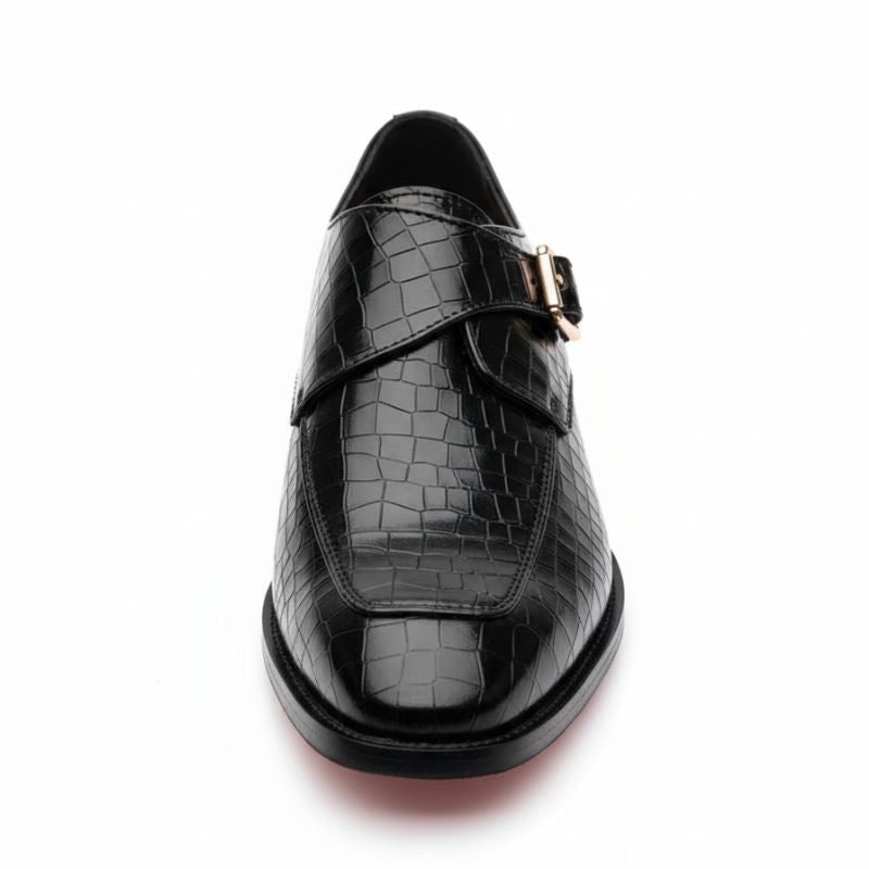 JonasParamount Monk Strap Moccasins for Men – Handmade Faux Leather Dress Shoes