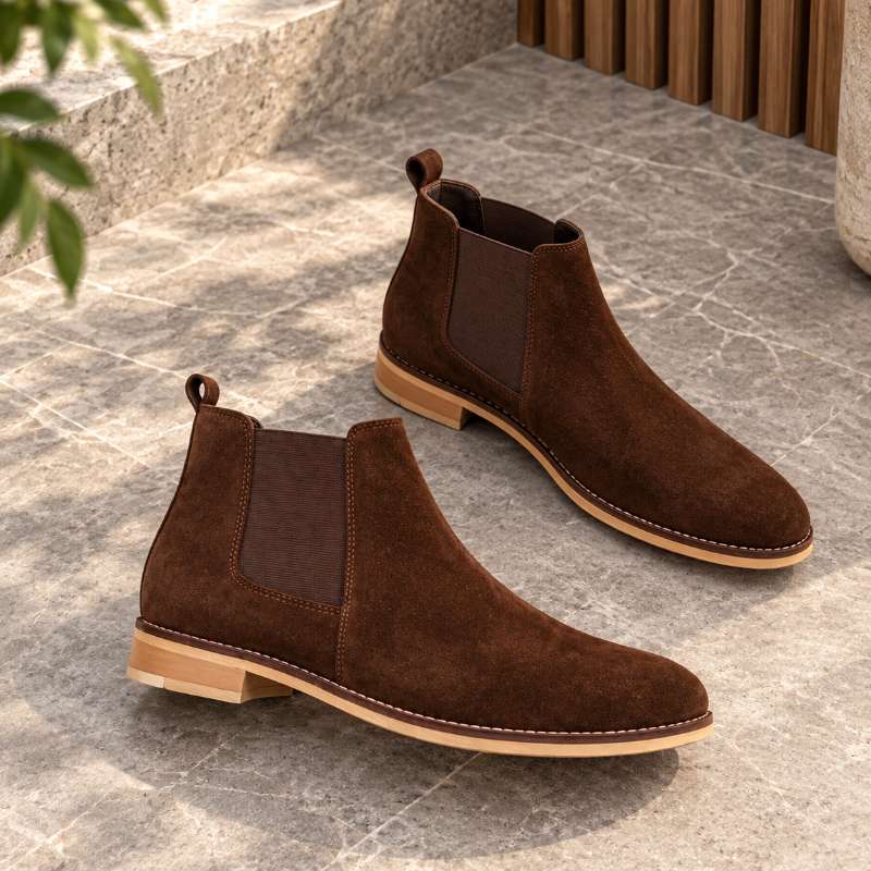Men's Genuine Suede Chelsea Boots – Premium Slip-On Ankle Boots