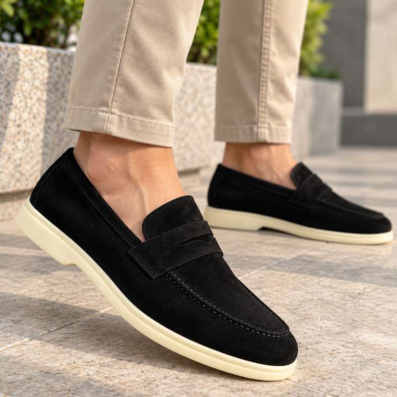 Premium Leather Slip-On Loafers for Men – Handmade TPR Sole