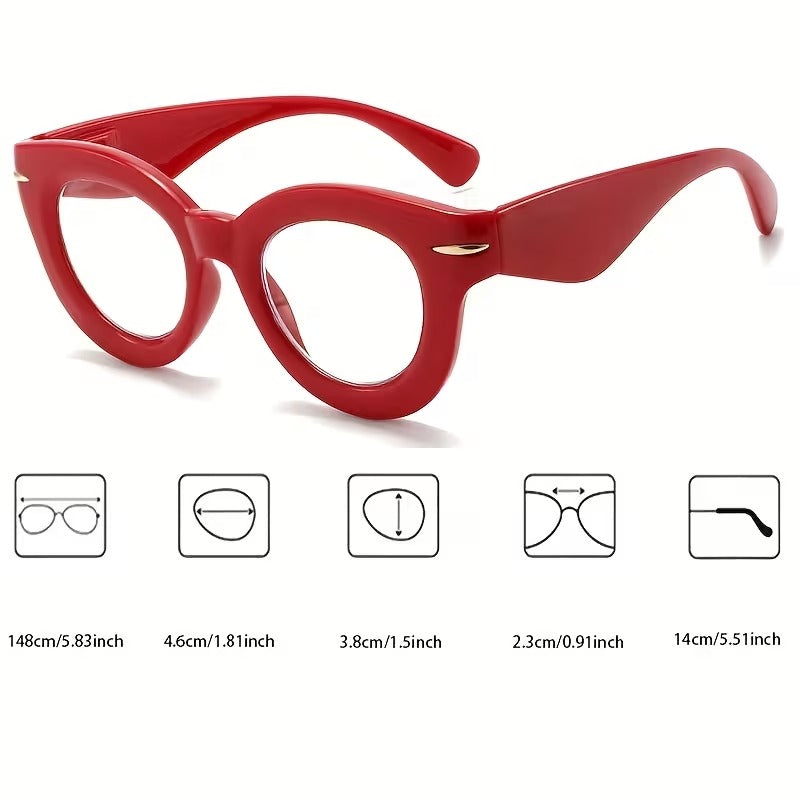 Vintage Thick Round Cat Eye Glasses for Women & Men