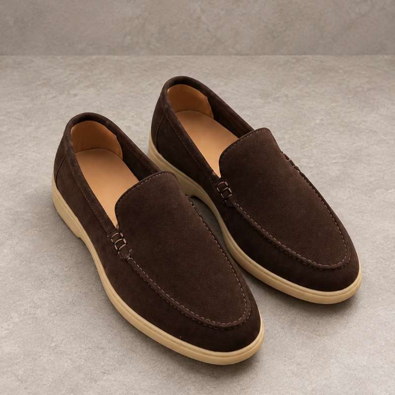 Premium Men's Leather Slip-On Loafers | Handmade TPR Sole
