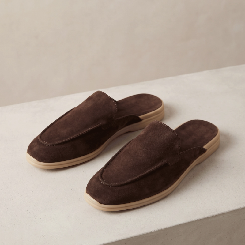 Premium Genuine Leather Slip-On Mule Loafers for Men | Handmade Comfort Casual Shoes
