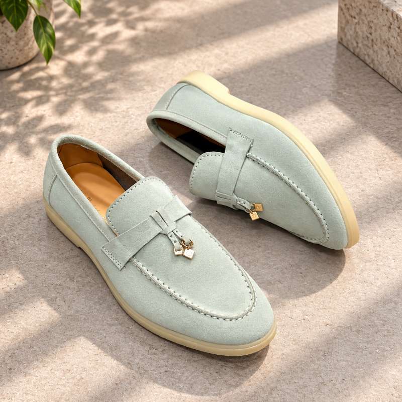 Premium Genuine Leather Slip-On Loafers for Men with Lock Pattern