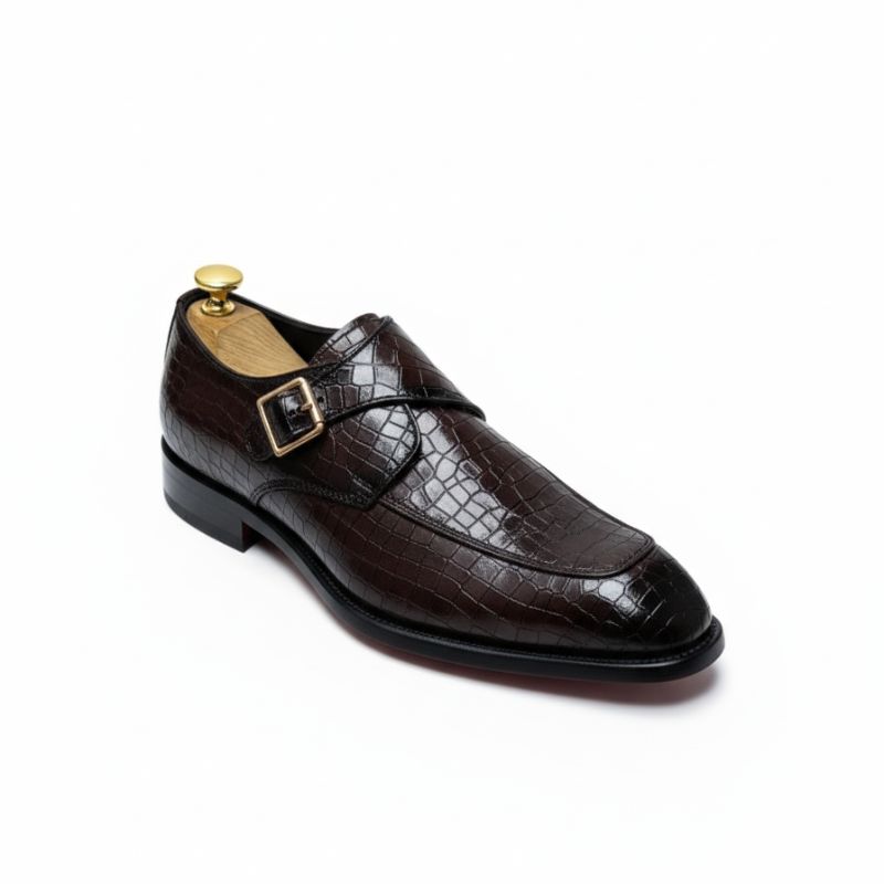 JonasParamount Monk Strap Moccasins for Men – Handmade Faux Leather Dress Shoes