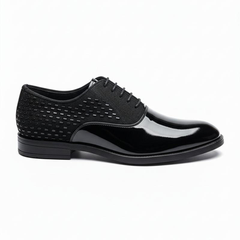 JonasParampount Premium Black Formal Shoes – Studded Mirror Work & Durable TPR Sole