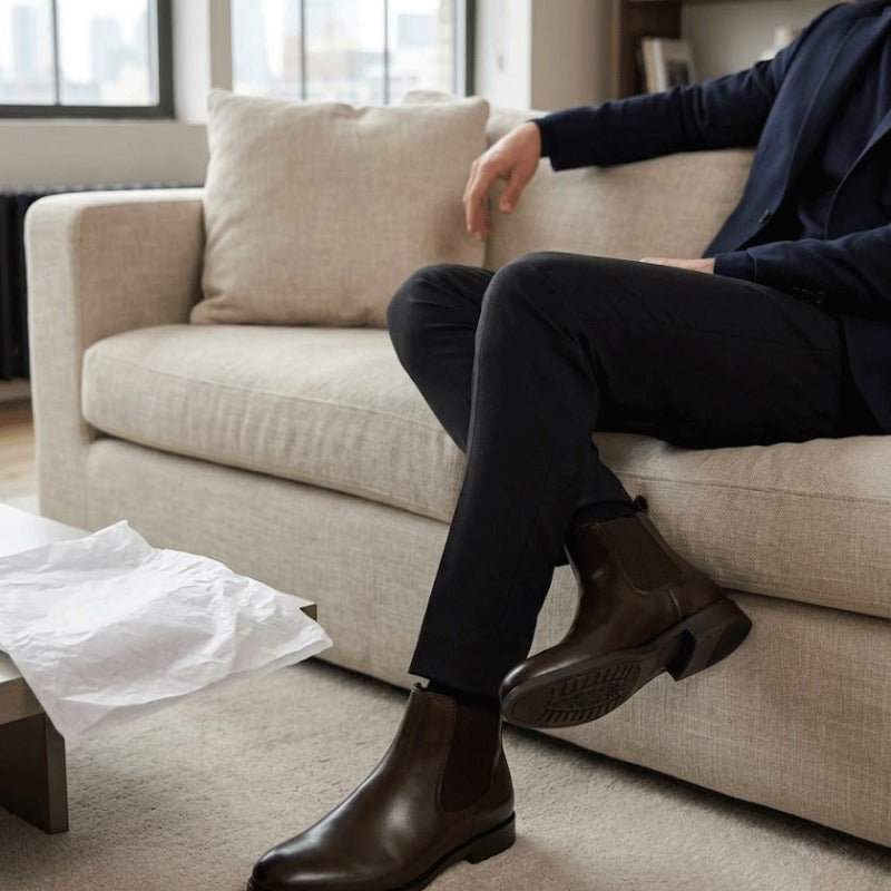 Men's Premium Chelsea Boots-Free Faux Leather Ankle Boots with Comfortable TPR Sole
