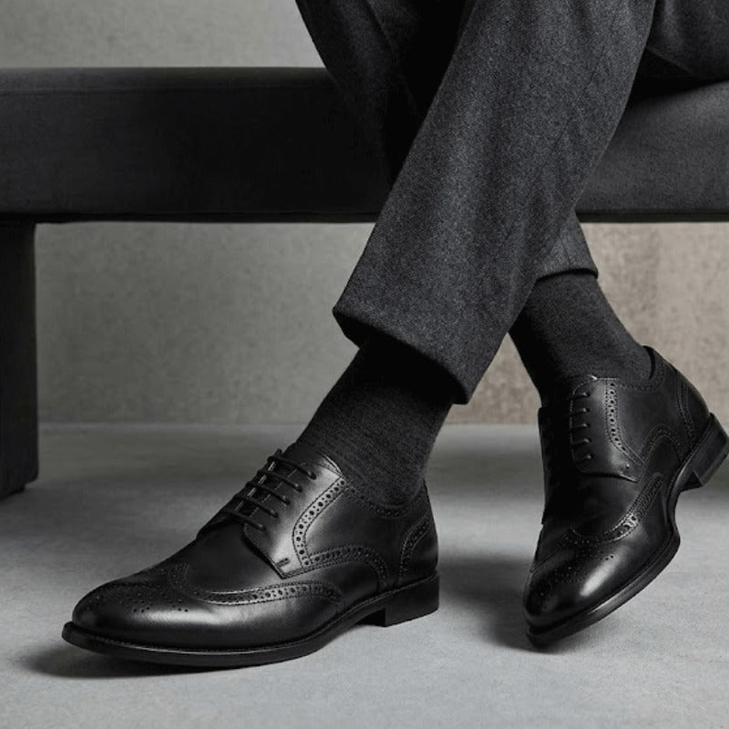 Men's Premium Brogue Lace-Up Formal Shoes – Classic Wingtip Office & Party Wear Shoes