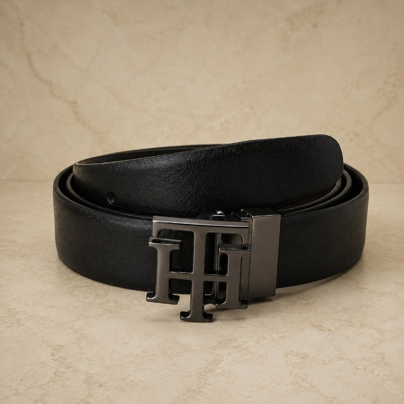 Black Regal Monogram Reversible Belt for Men