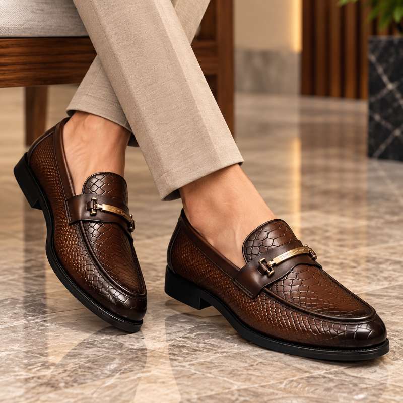 Men's Premium Textured Moccasins | Handmade TPR Sole | Formal Slip-On Shoes