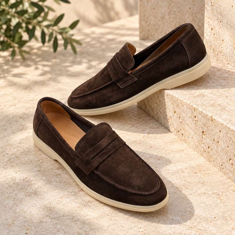 Premium Leather Slip-On Loafers for Men – Handmade TPR Sole