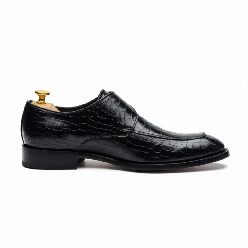 JonasParamount Monk Strap Moccasins for Men – Handmade Faux Leather Dress Shoes