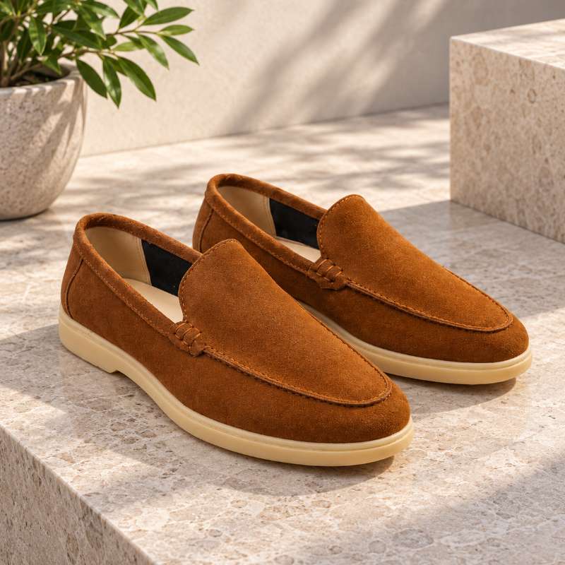 Premium Men's Leather Slip-On Loafers | Handmade TPR Sole