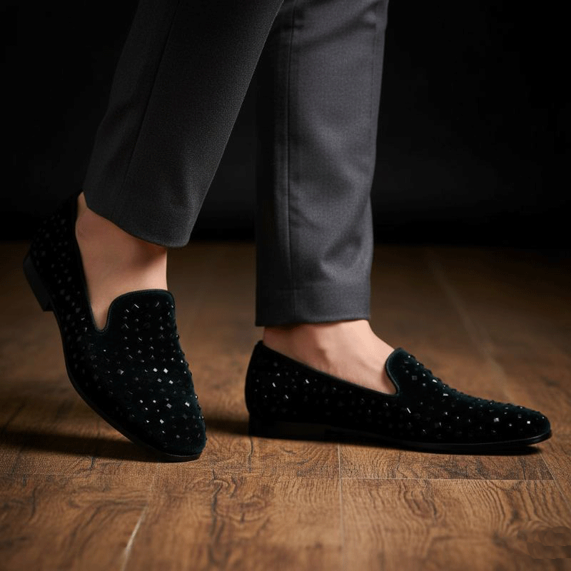 Handmade Velvet Slippers with Premium Studded Design – JonasParamount