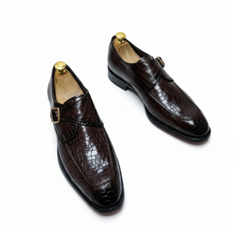 JonasParamount Monk Strap Moccasins for Men – Handmade Faux Leather Dress Shoes