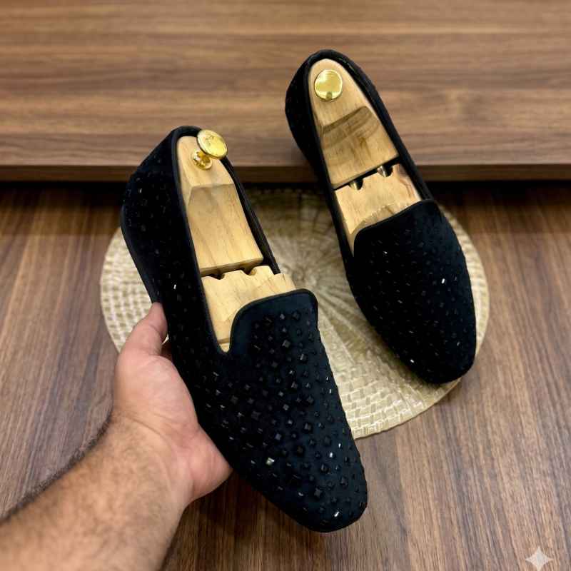 Luxury Black Studded Loafers for Men