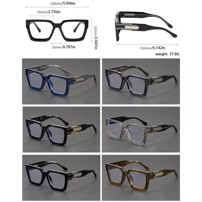 Premium Square Full Frame Blue Light Blocking Eyeglasses for Men & Women