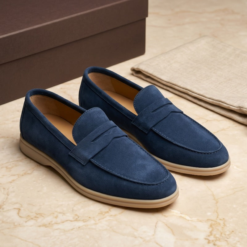 Premium Genuine Leather Slip-On Loafers for Men – Handmade Casual Comfort Shoes with TPR Sole
