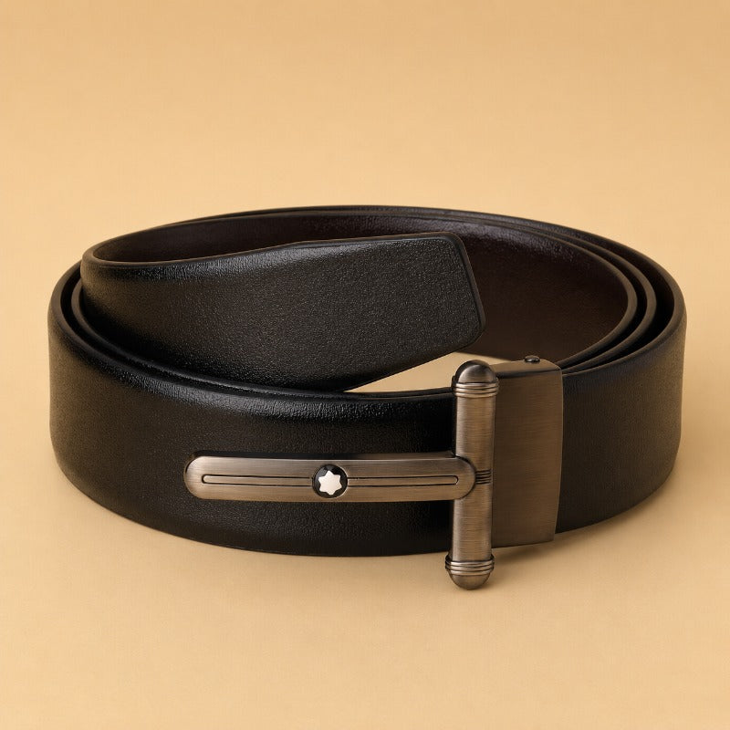 Dual Tone Grey Luxe Leather Belt for Men