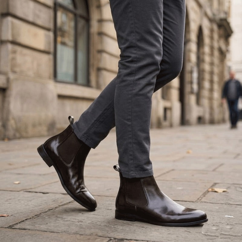 Men's Premium Chelsea Boots-Free Faux Leather Ankle Boots with Comfortable TPR Sole