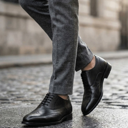 Men's Premium Brogue Lace-Up Formal Shoes – Classic Wingtip Office & Party Wear Shoes