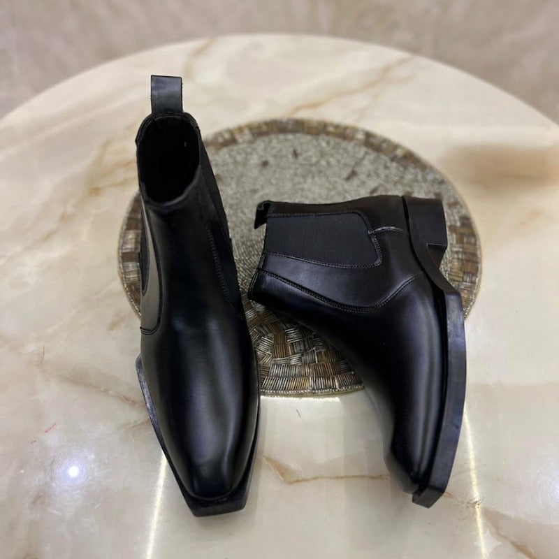 Wrinkle-Free Faux Leather Ankle Boots with Comfortable TPR Sole